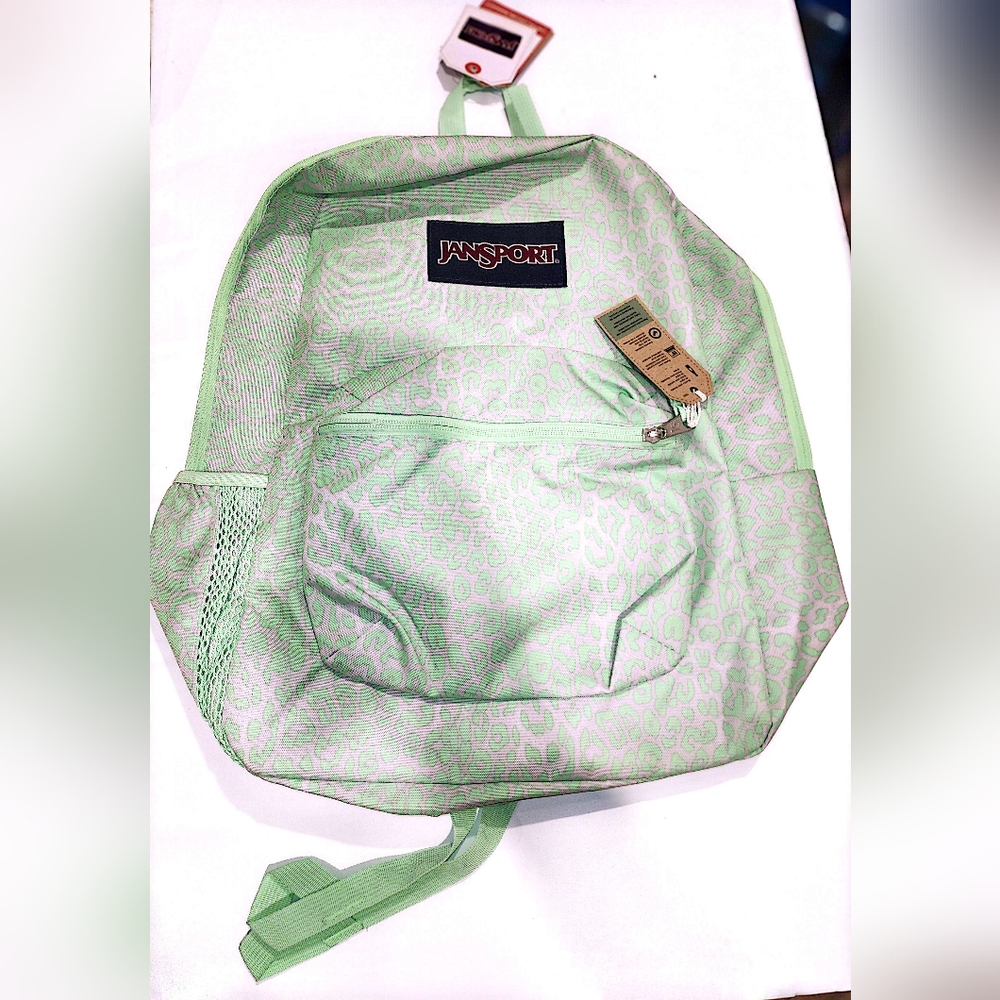 JanSport Backpack - Cross Town Digital Cheetah (Bright Green & Grey)